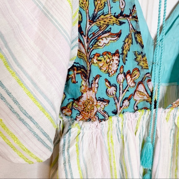 Free People Being Me Tunic Striped Boho Floral - Picture 8 of 8